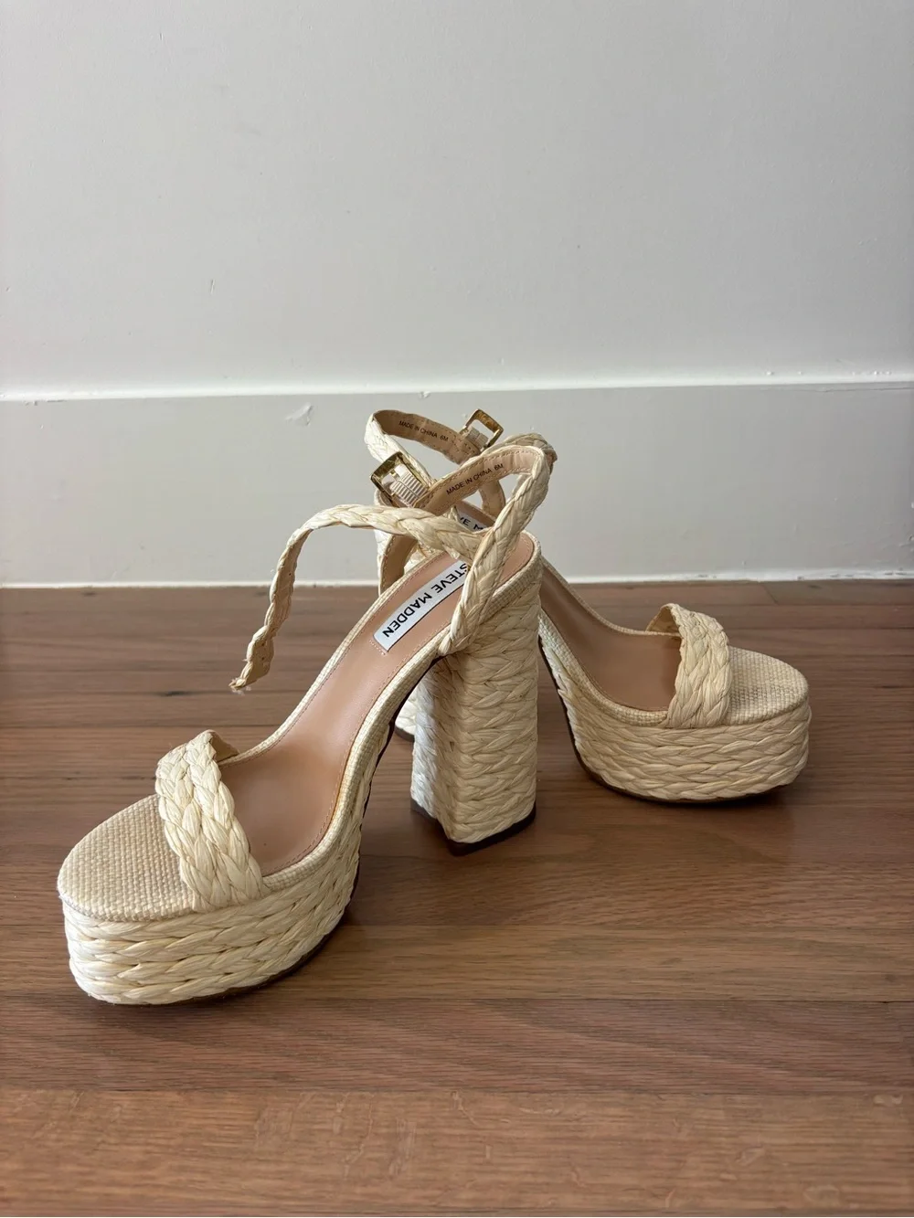 Steve Madden Braided Platform Heels with Ankle Wrap